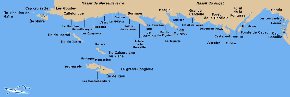 Map of the calanques of Marseille