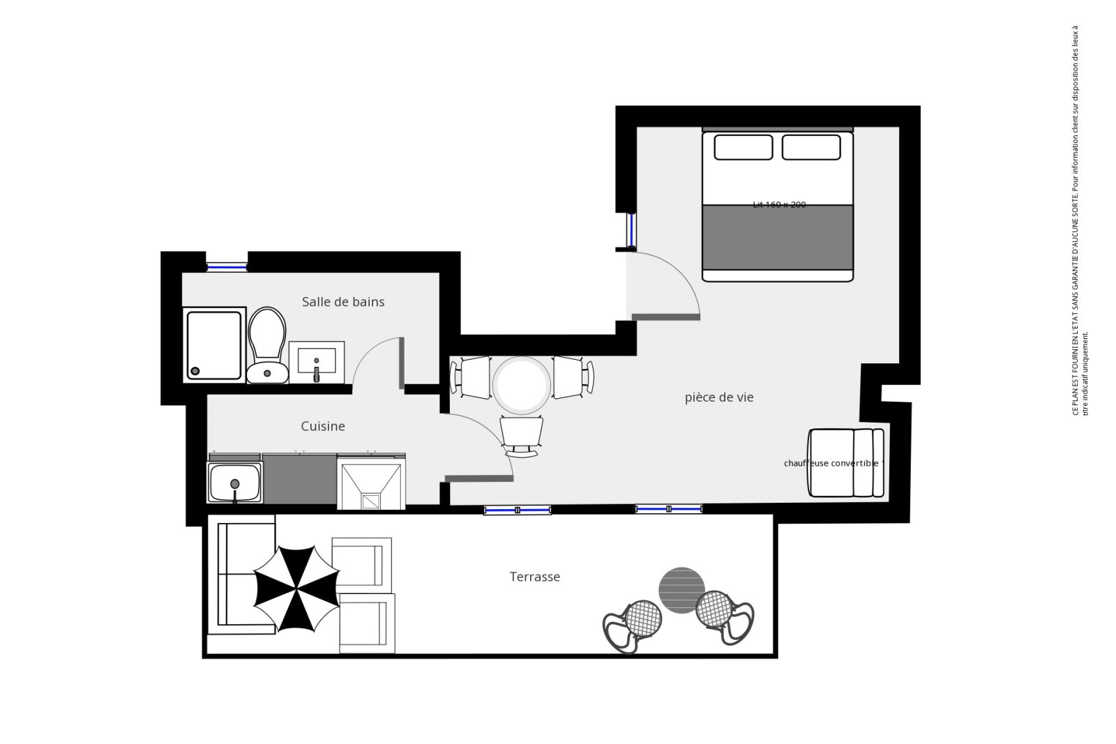 plan appartement saint sebastien 40 Hotel apartment l'Aiglon 40, 3 people with terrace, 24 street Saint Sebastien, Marseille