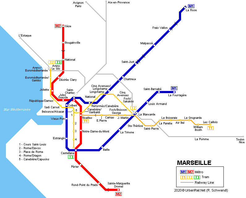 Marseille metro guide map plan